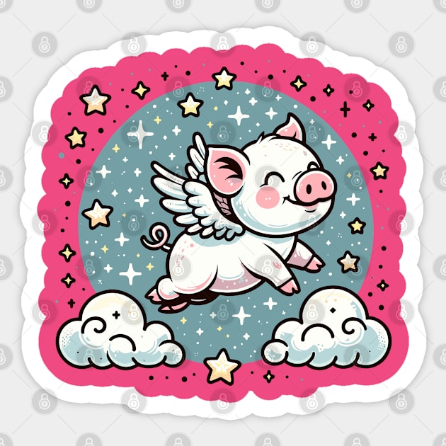 Cute pig flying in the sky Sticker by Art_Boys